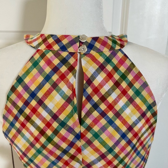 NWT Eva Franco Anthropologie Multicolor Plaid Top 8 - Picture 11 of 12